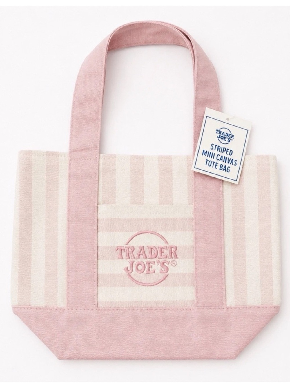 Trader Joe's Mini Pastel Stripe
Canvas Tote Bag Limited Edition 2026
in pink